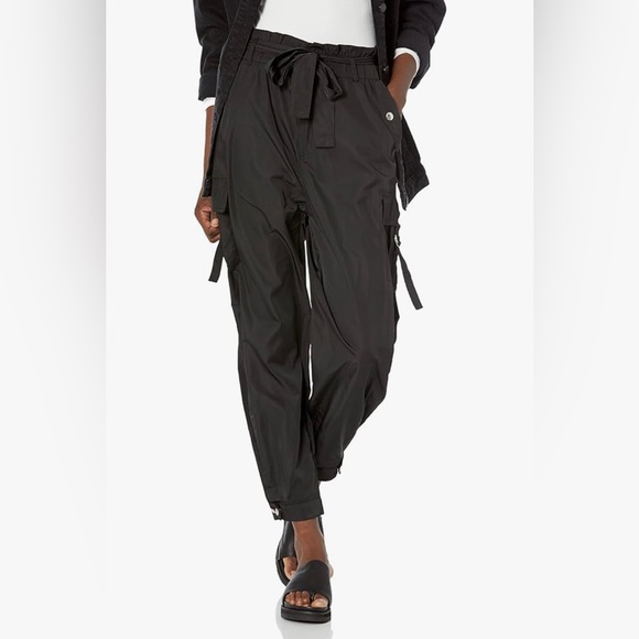 [BLANKNYC] Womens Black Nylon Paper Bag Pants/Joggers/Cargo Belted NWT - Picture 2 of 12